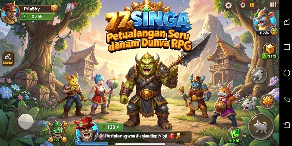 Screenshot gameplay RPG 77SINGA yang menarik dan mendebarkan.