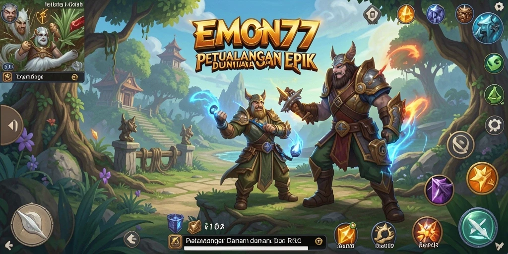 Gameplay menarik dari EMON77 dengan karakter dan monster fantastis.