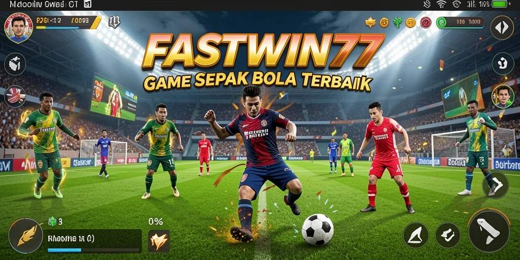 Tampilan gameplay seru dalam FASTWIN77 dengan aksi sepak bola yang dinamis.