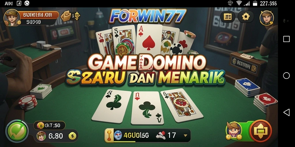Tampilan gameplay mendebarkan dalam FORWIN77, permainan Domino yang seru.
