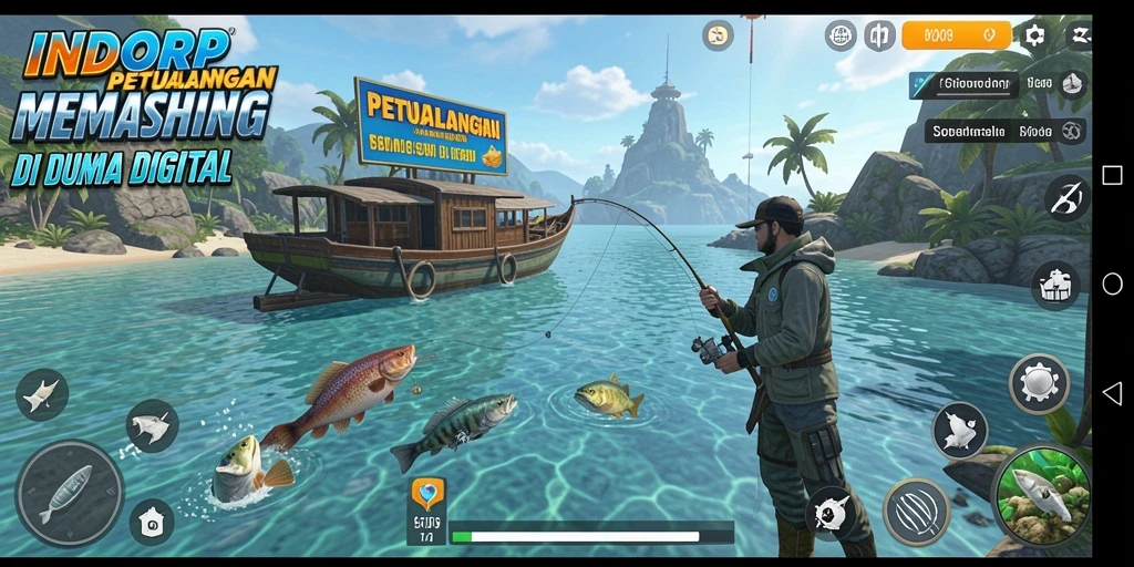 Tampilan gameplay memancing yang seru dan menarik di INDORP.