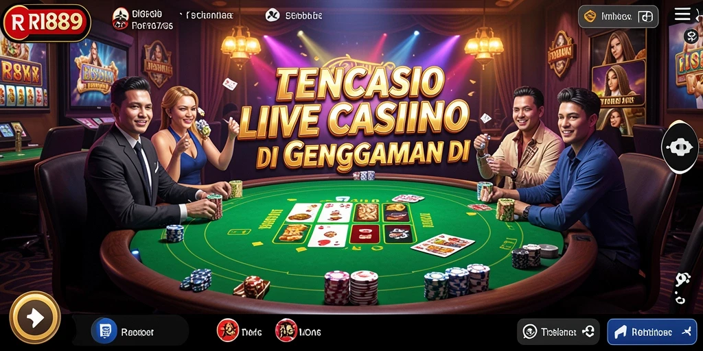 Screenshot gameplay <strong>RI889</strong> menampilkan dealer langsung yang interaktif dalam suasana kasino.