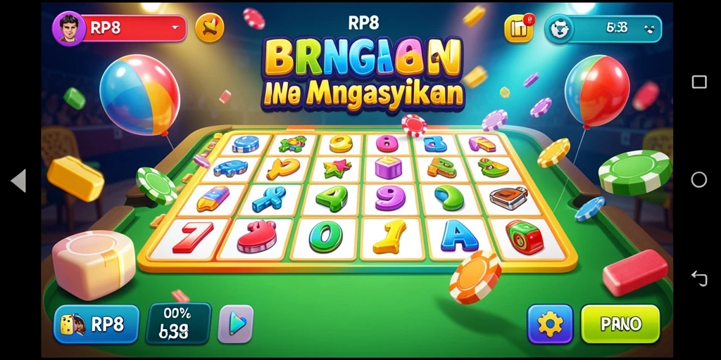 Gameplay seru RP8 dengan tampilan Bingo yang menarik.