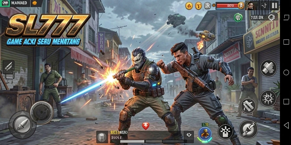Screenshot gameplay SL777 menampilkan aksi seru karakter dalam pertempuran.
