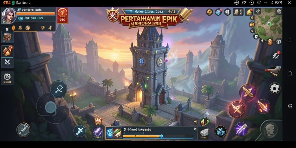 Tangkapan layar gameplay ZK3 menampilkan strategi mempertahankan menara.