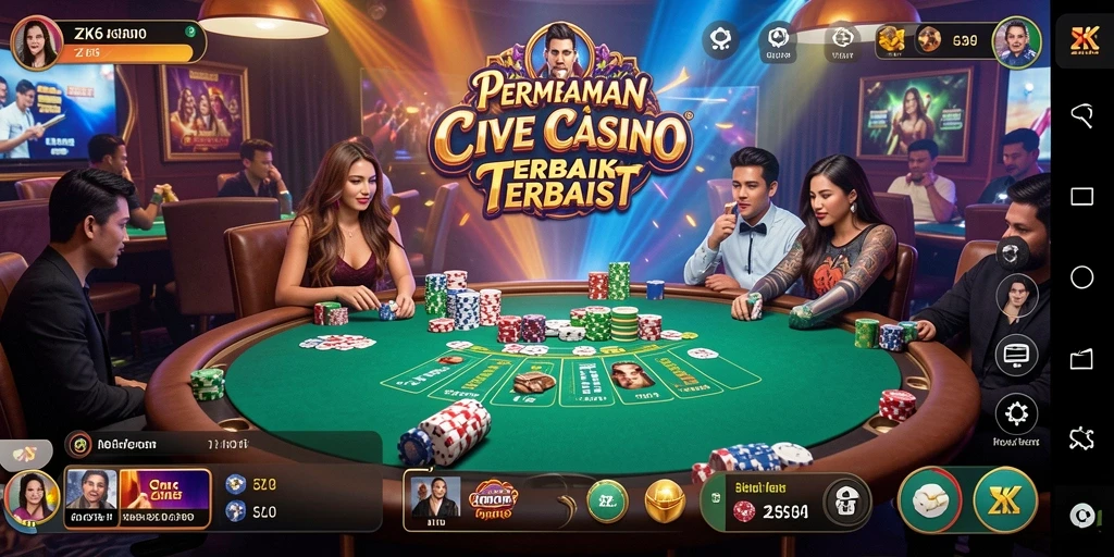 Tampilan gameplay seru ZK6 dalam sesi Live Casino.